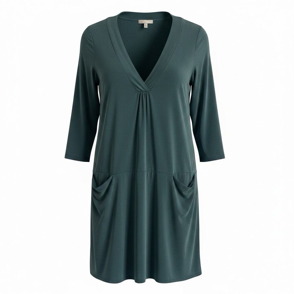 Dolan Left Coast Collection Green V-Neck Pockets Shift Dress XS Flirty Comfort
